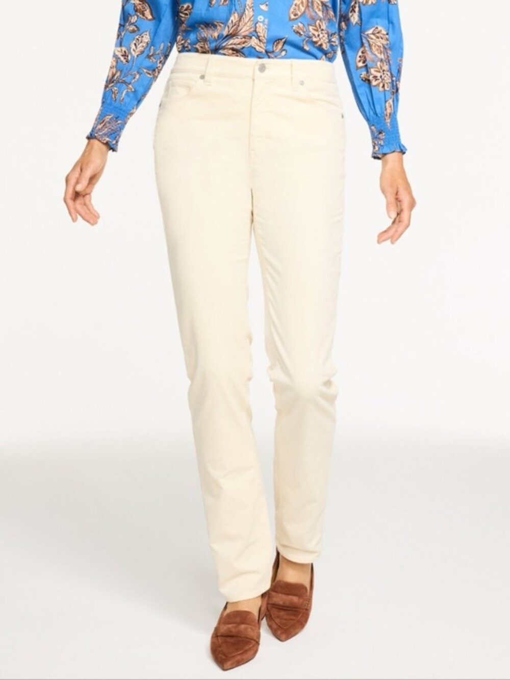 Talbots Off-White High-Waist Straight-Leg Corduroy 5-pocket pants Sz: 4 P NWOT